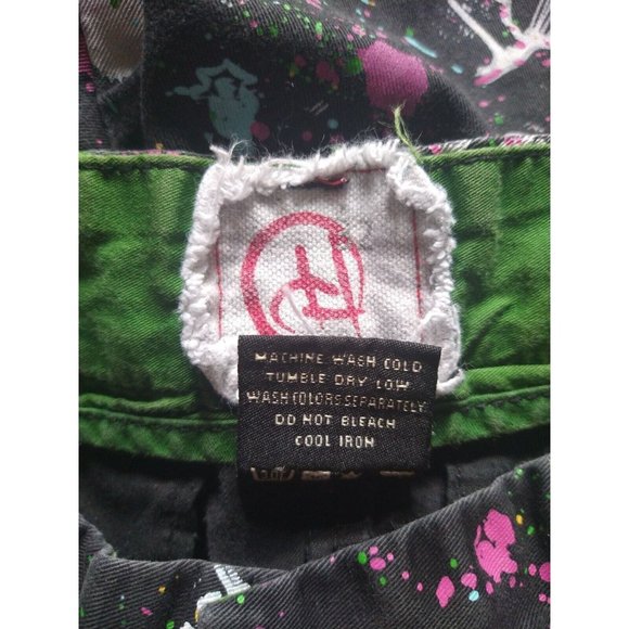 Chor Paint Splatter Multicolor Graphic Black Chino Shorts Men's Size 32 - Picture 8 of 8